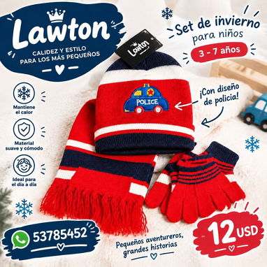 SET DE BUFANDA,GUANTES Y GORRO PARA NIÑO DE 3-7AÑOS Precio 12 USD - 4/5