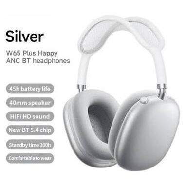 Audífonos Bluetooth W65 Plus Happy Silver - Img 123220074
