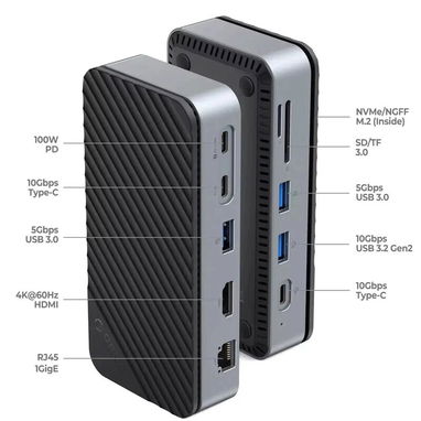 Docking Station ORICO 10 IN 1 (Estación de acoplamiento ORICO 10-EN-1 con gabinete SSD M.2) en 100 USD - Img 123332063