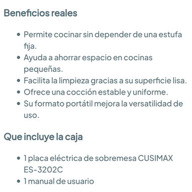 Placa eléctrica de sobremesa de doble quemador cerámica infrarroja 1800W - Cocina eléctrica infrarroja 2 hornillas 🌐 - 6/6