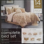 EDREDON BELMONT. JGO DE 14 PZAS PARA CAMA QUEEN. COLOR BEIGE. NUEVO - Img 55653411
