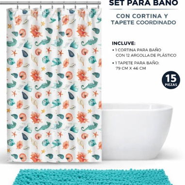 Cortina para baño con alfombra pvc y cesta 16 000 cup - 2/9
