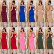 Vestidos de tirantes rizado en los senos (*IMPORTADOS*🇻🇪) - Img 57221322