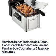 Hamilton Beach Freidora de 8 Tazas, Capacidad de Alimentos de Tamaño Familiar Que Cocina hasta 6 Tazas de Alimentos - Img 56981343