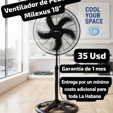 Ventilador de Pedestal Milexus 18", Garantía de 1 mes, Entrega por un mínimo costo adicional para toda La Haban - Img 126788506
