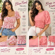 Blusas talla L floreada y M color salmón - Img 57592664