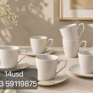 Tazas con Platillos (Set de 6)*   Set 6 Tazas con Platillos para Café y Té — Juego de Loza - Img 56222587