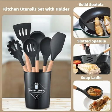 Juego de 12 utensilios de cocina de silicona profesionales TH 20 - Img 123463943
