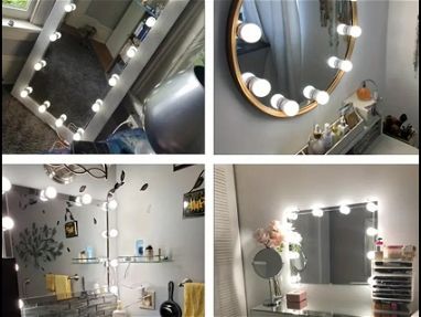 Luces para decoración de espejos salon de belleza 10 bombillas 3 temperaturas de luz , regulador d intensidad, puertousb - Img main-image
