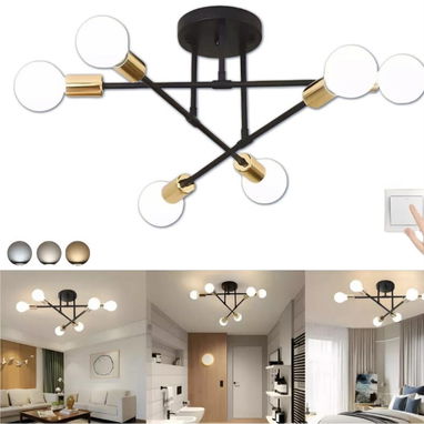 Lámpara de techo decorativa moderna negra y dorada. Nuevas en caja - Img 91349460