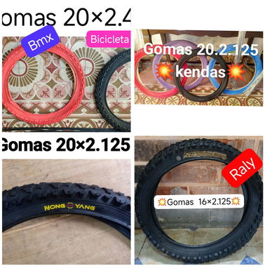 Gomas 26×2.125,26×1.3/8,24×2.125,622×42,28×1.75,28×1.1/2,29×2×3.35,29×2.10, 16×2.125,16×1.75,20×2.125,20×2×2.40,20×3.0, - Img 88374266
