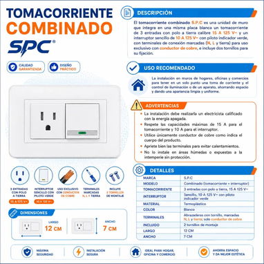 🔌 TOMACORRIENTE COMBINADO S.P.C 💲 Precio: 2.00 USD - 2/2