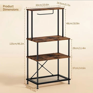 Estante organizador de cocina de 4 niveles, de madera y metal - 5/5