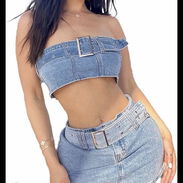 Juego de saya y blusa de mezclilla FASHION NOVA - Img 54338519