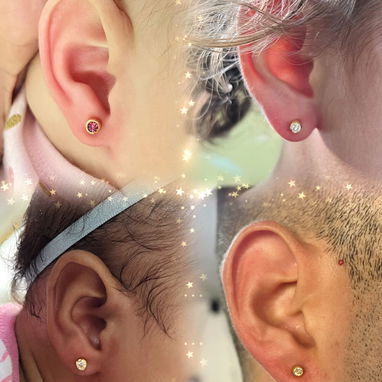 Perforación y colocación de aretes antialérgicos - 8/10