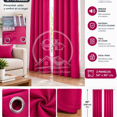 Cortinas Tapa Sol Blackout 📌El Juego de 2 paños (WCO) - 4/4