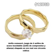 Anillos de boda baño de oro dobles y alianzas tallas 7 y 8mujer - Img 50154542