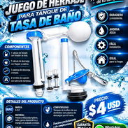 JUEGO DE HERRAJE PARA TANQUE DE TASA DE BAÑO, NUEVO EN SU EMPAQUE, ENTREGA DE FACTURA Y GARANTÍA. VARIEDAD DE PRODUCTOS - Img 57392894