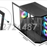 Chasis Gaming Semi panorámico DIYPC ARGB-N3-BK + 4 fanes ARGB 120mm - Img 51524524