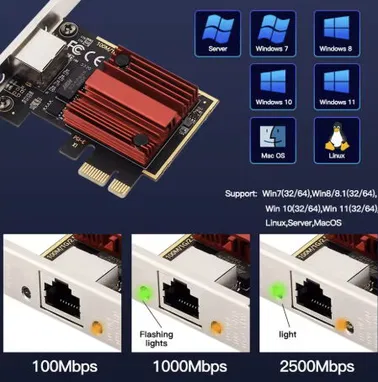 FENVI 2,5G PCI-E a tarjeta de red RJ45 Chip RTL8125B 100/1000Mbps 2,5Gbps adaptador de controlador LAN con cable Etherne - Img 87275890