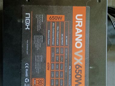 Se vende fuente Urano 650W+ 50A certificada 80Bronce con Yassel al 58075760 - Img 64823384