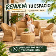Juego de Sala Exterior/Interior en Mimbre Natural 🛋️ Incluye sofá, 2 sillones y mesa central ( LOS HACEMOS x ENCARGOS ) - Img 57711418