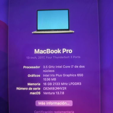 Mackbook pro 2017 13.3" Retina i7  16gb de ram 500gb touchbar - 2/2