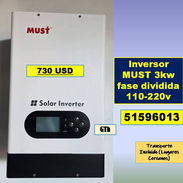 Inversor MUST 3kw fase dividida 110-220v 730 USD ....51596013...Transporte lugares cercanos (GTH-819) - Img 56911665
