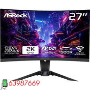 Monitor Curvo de 27" marca ASROCK, modelo PG27QRT2A, Serie PHANTOM Gaming, QHD 2K (2560x1440p), 180Hz, NUEVO en su caja - Img 53347683