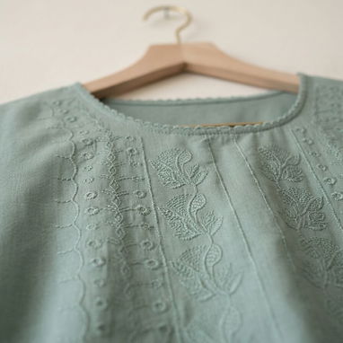 Blusa fina para mujer bordada color verde menta / musgo [Talla 3XL] 13usd - Img 124798057