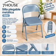 Silla plegable metálica gris - 7 HOUSE 🪑🏠 $25 - Img 57995724