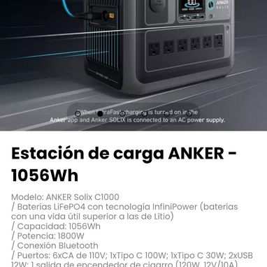 Estación de carga ANKER - 1056Wh Modelo: ANKER Solix C1000 - 2/5