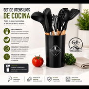 👑Set de utensilios para cocina de Silicona Cabo d Madera (11 piezas) - Img 55983894