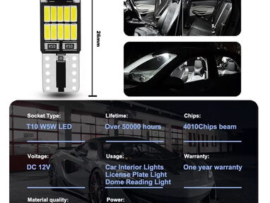 Bombillos T10 W5W LED, cola de pescado para interiores, maleteros, o pantallas delanteras - Img main-image