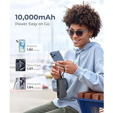 🔋 Power Bank Joyfar 10,000mAh 22.5W | USB-C Rápida | Cable Integrado + Enchufe | Compacto Envío Disponible + Garantía - Img 113039408