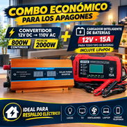 Combo Económico para los Apagones. Convertidor de 12V-DC a 110V-AC, 800W continuos, soporta picos de 2000W - Img 57549846