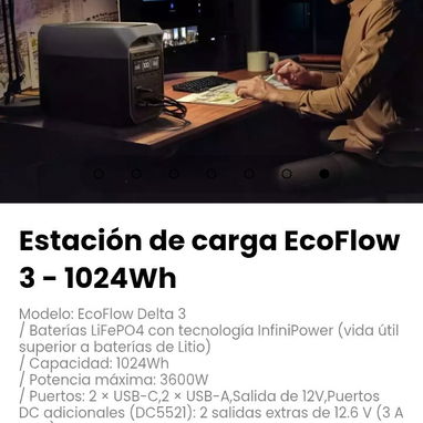 Estación de carga EcoFlow 3 - 1024Wh. Modelo: EcoFlow Delta 3 - 7/7