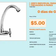 Aqua-Q Grifo Pared 21cm Sin Goteo Rejilla, Grifo Pared Aqua-Q Altura 21cm Cartucho Anti-goteo VPT#-0522 - Img 55676665