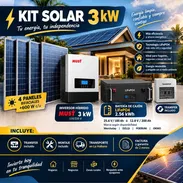 Kit solar de 3 kw Inversor híbrido must de 3 kW para la 110/220 v Batería de cajón de 2.56 kW 4 paneles bifaciales de m - Img 57473409