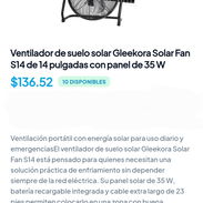 Ventilador de suelo Solar Gleekora SolarFan S14 de 14" con panel de 35W. - Img 56787528