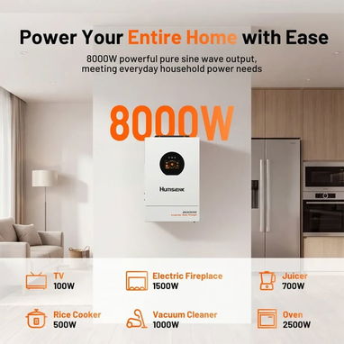 Inversor Solar Híbrido Humsienk 8kW 48V 110/120V Dual MPPT - 3/5