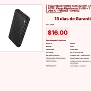 Power Bank 10000 mAh 22.5W + PD 20W | Carga Rápida con 2 USB + 1 USB-C – PB105B – EVERIZ VPT#-0250 - Img 55242906