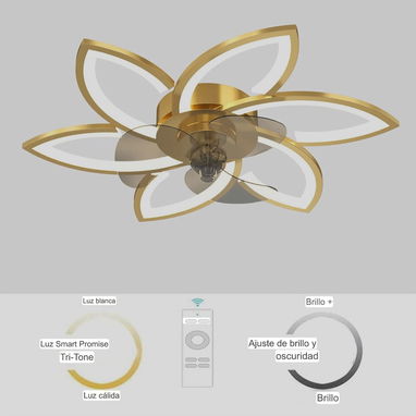 LÁMPARA DE FLOR DORADA CON VENTILADOR - 3/8