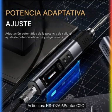 CAUTIN DE 100W, FNIRSI HS-02 CON TEMPERATURA AJUSTABLE 100-450°C, DC 24V O PD/QC 100W - Img 119181898