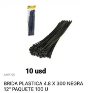 Brida plástica negra de 12"(4.8 x300 mm)Paquete de 100 u - Img 57732581