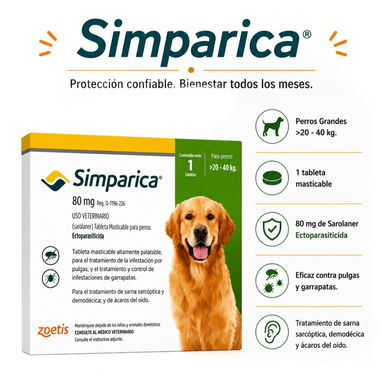 SIMPARICA/ contra pulgas,garrapatas y ácaros - Img 126162067