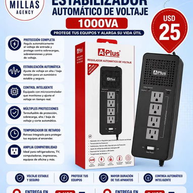 Extensiones multitomas, Protector de voltaje tipo socket, Estabilizador Automática de Voltaje - 2/7