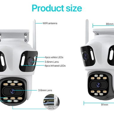 Cámara de seguridad WiFi IP PTZ de tres lentes para exteriores, HD 6K, (trabaja con o sin Internet) NUEVA! - Img 120543343