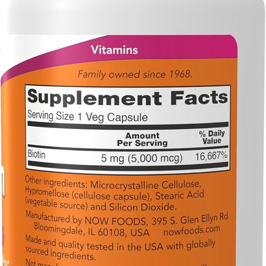 Biotina 5000mcg (NOW Foods · 120 cápsulas) - 3/6