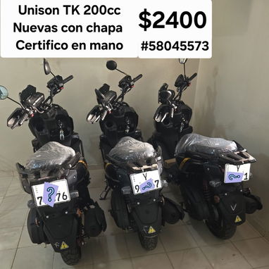 MOTO DE COMBUSTION 4 TIEMPOS UNISON TK 200cc. NUEVAS CON CHAPA, CIRCULACION Y CERTIFICO EN MANO. - Img 118352399